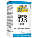 Vitamine D3 1000 UI Liquide Natural Factors - La Boite à Grains