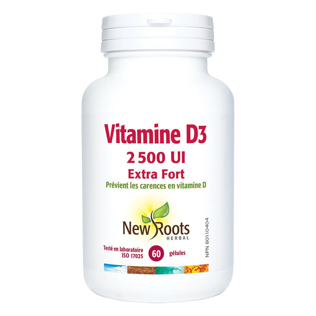 Vitamine D3 2500 UI Extra Fort (Gélules) New Roots Herbal - La Boite à Grains