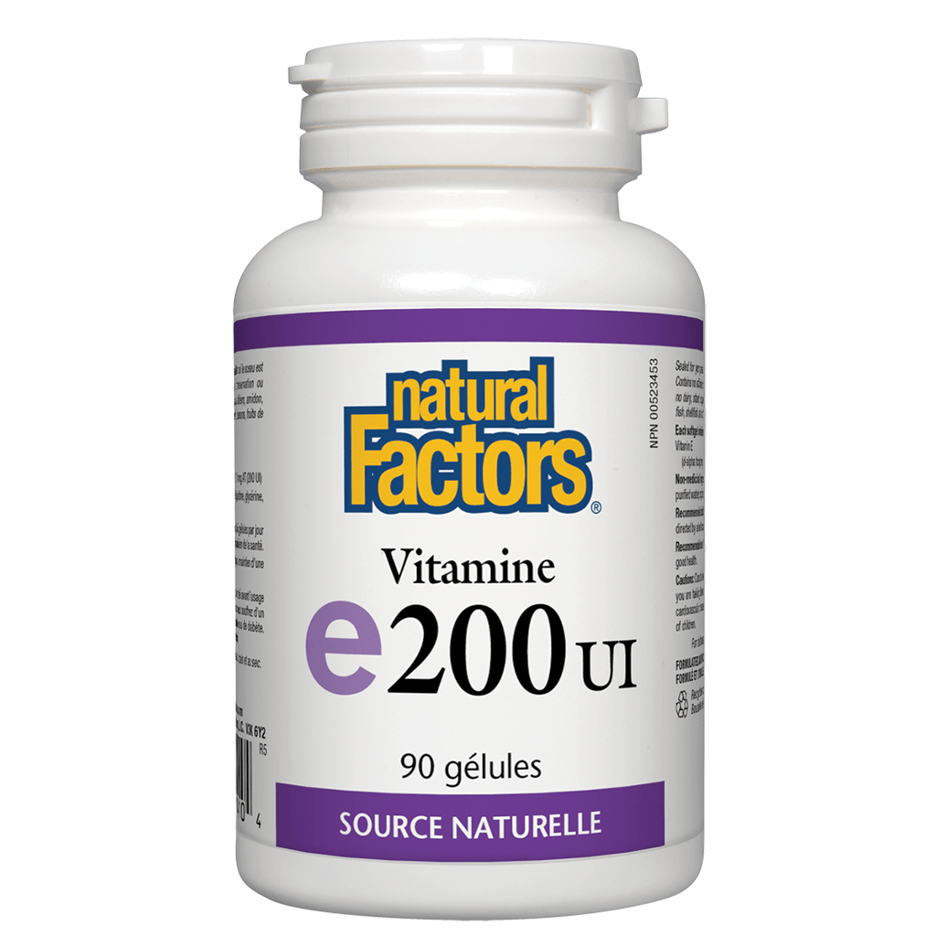 Vitamine E 200 UI Natural Factors - La Boite à Grains