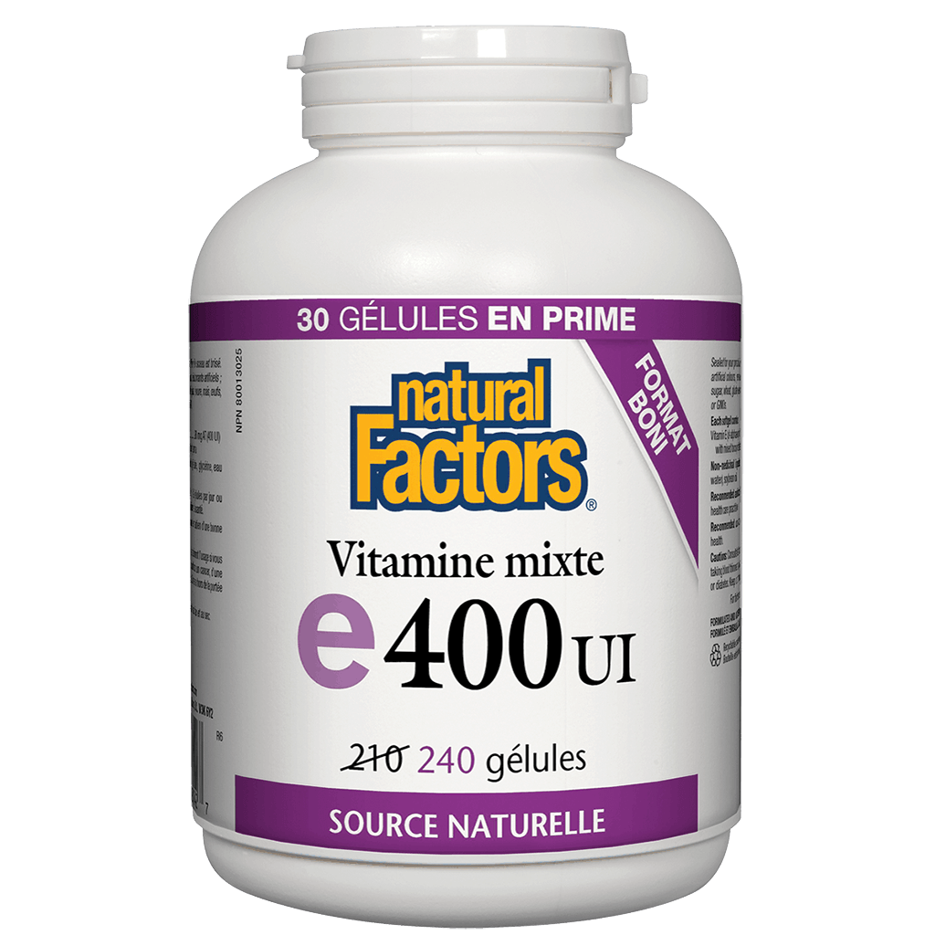 Vitamine E Mixte 400 UI Natural Factors - La Boite à Grains