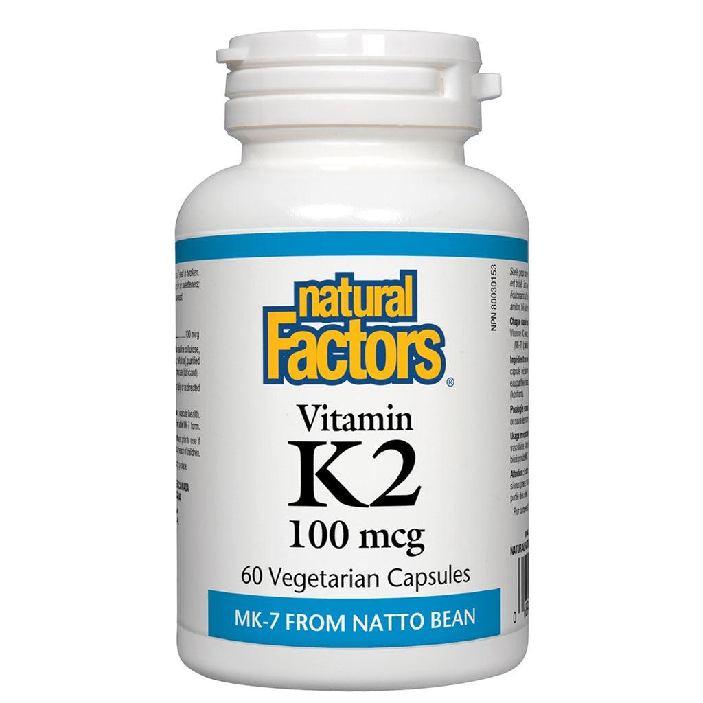 Vitamine K2 100 mcg Natural Factors - La Boite à Grains