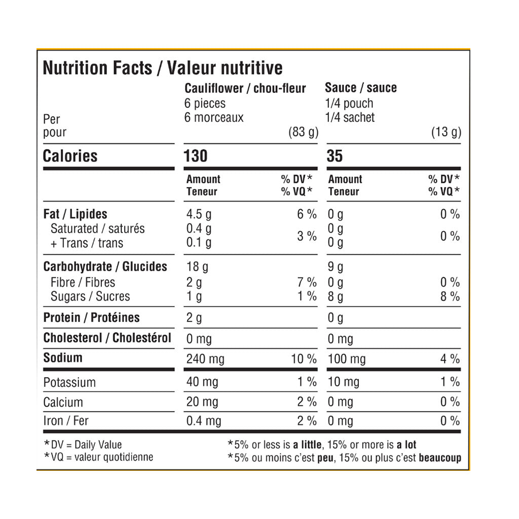 ailes de chou-fleur miel végane épicé Wholly Veggie - La Boite à Grains